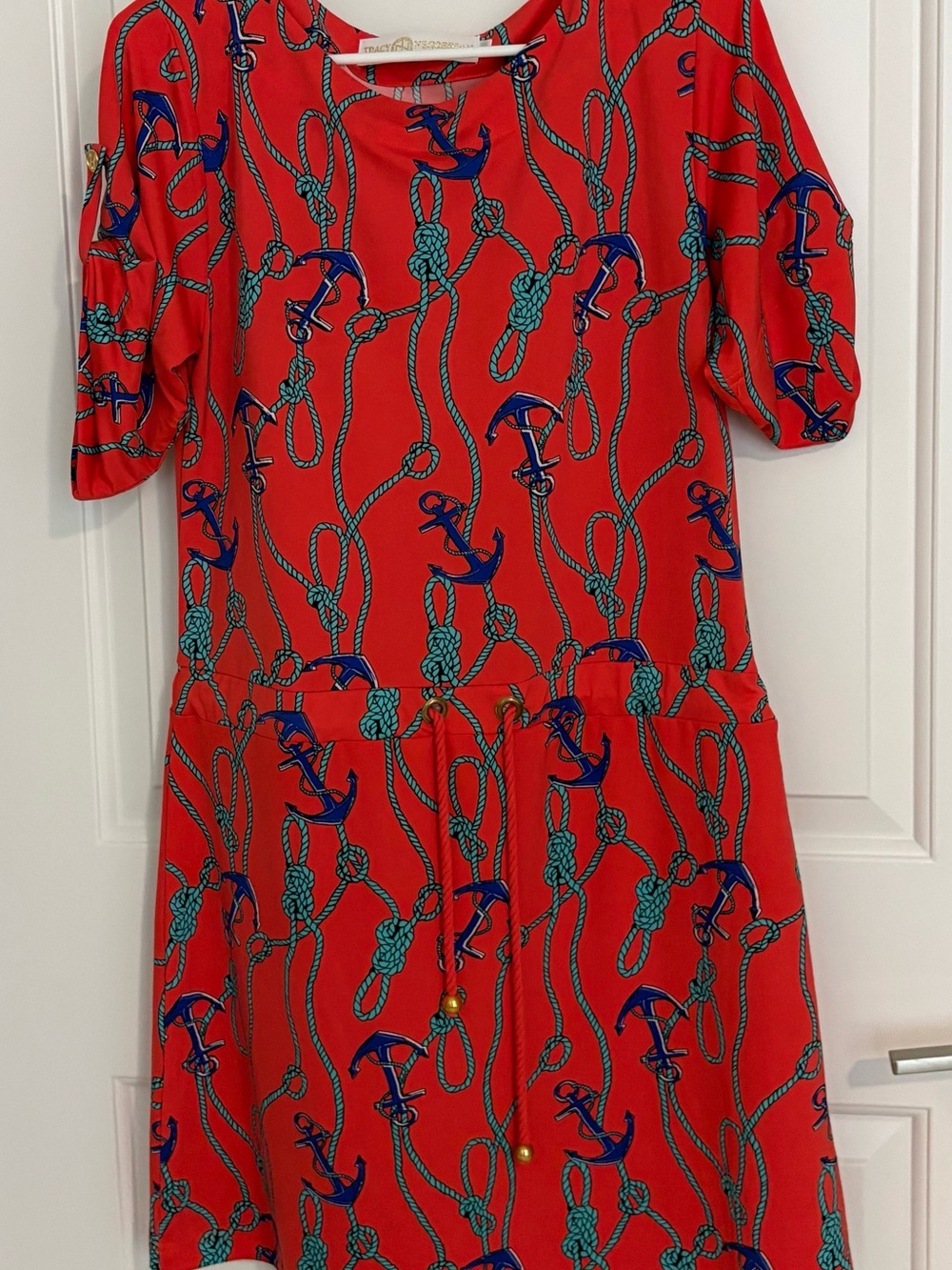 Tracy Negoshian Nautical Rope-Print Anchor Dress NWOT